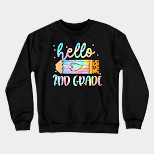 Back To School  2nd Grade Leopard Tie Dye Pencil Kids Crewneck Sweatshirt